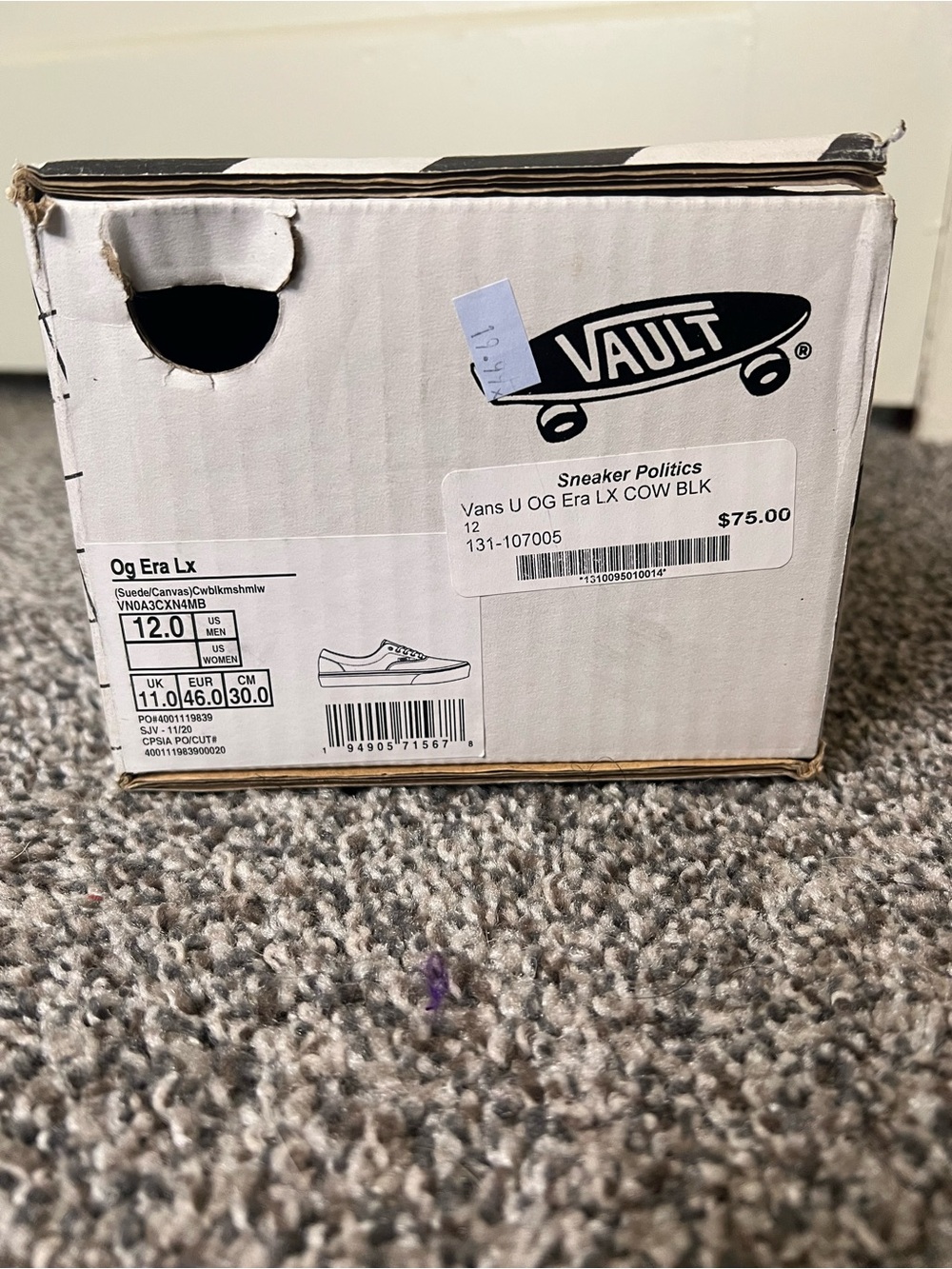 Vans Black & White Cow-Print Low Top Sneakers - Picture 4 of 4